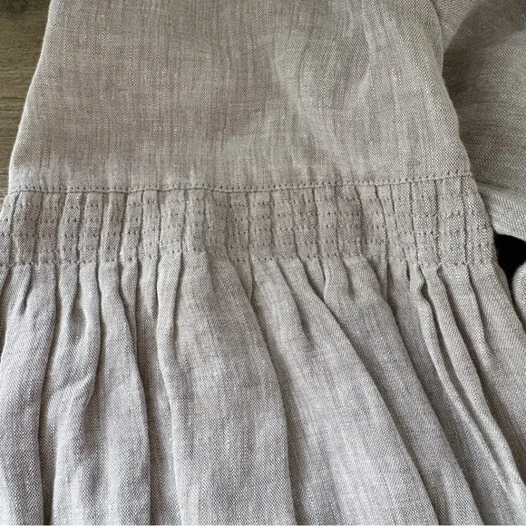 Lafayette 148 New York Taupe balloon-sleeve 100% Linen Top - Picture 8 of 10